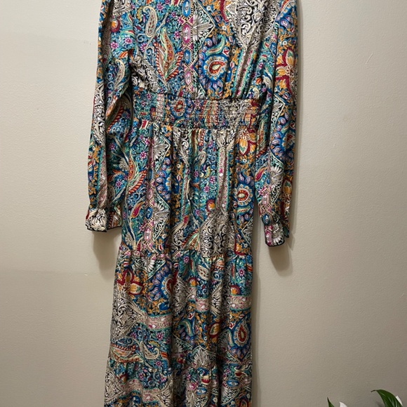 Bohemian Paisley Print V-neck Dress M Multicolor - Picture 5 of 5